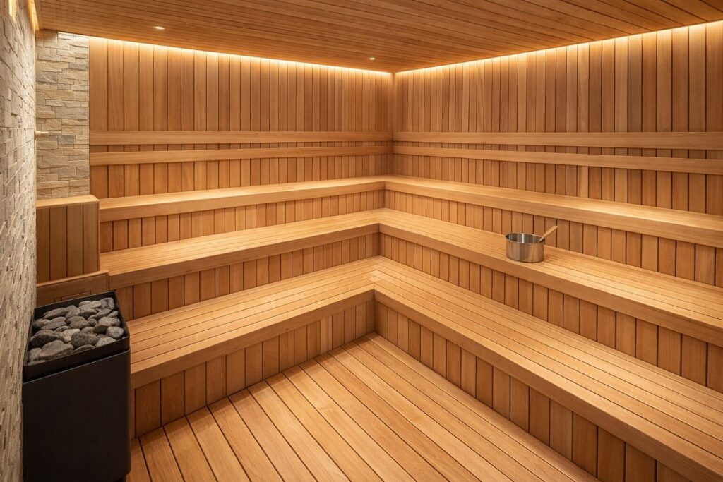サウナ 天井 設計 ベンチ高さと蒸気の流れ