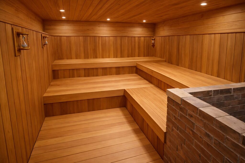 サウナ 天井 設計 に適した木材 サーモひのき ベンチ