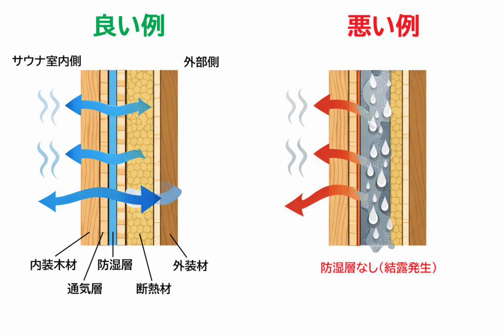 サウナ 壁 構造 良い例 悪い例 比較