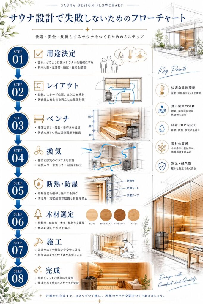 サウナ設計チェックリストのフローチャート