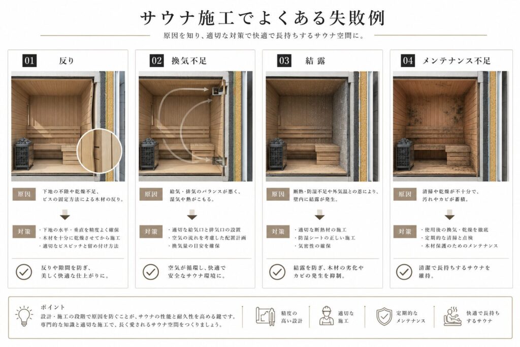 サウナ施工でよくある失敗例