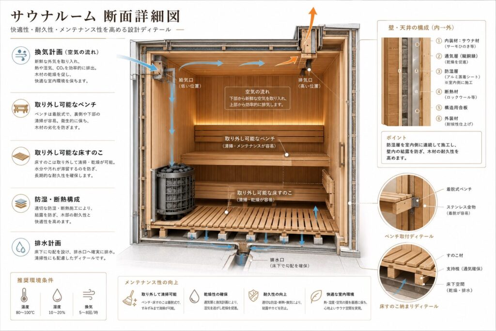 サウナ室断面図