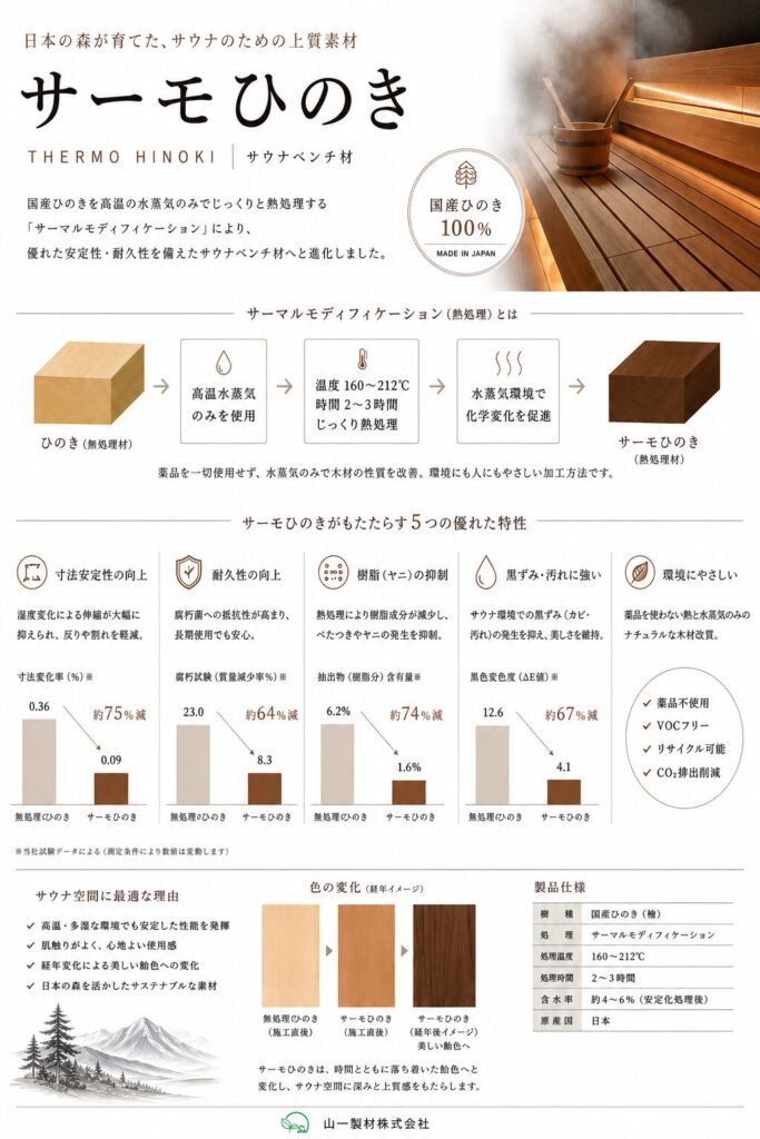 サーモひのきがサウナベンチに適している理由