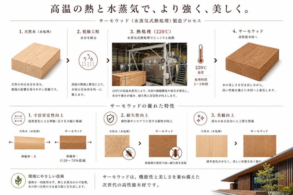 サーモ処理による木材性能向上の仕組み