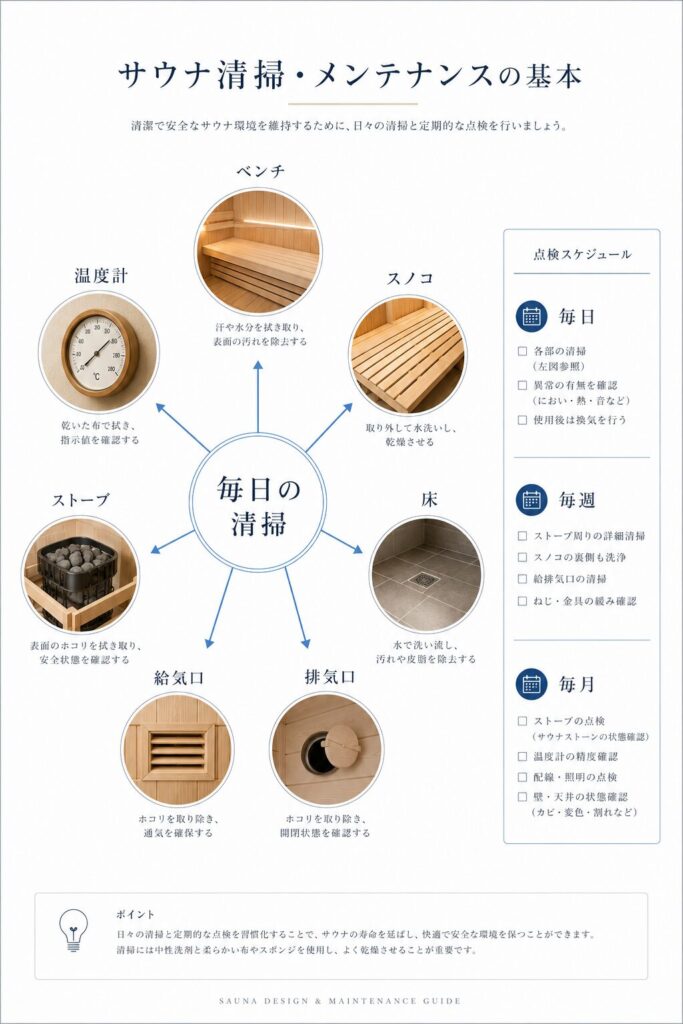 サウナ室の清掃とメンテナンスの基本