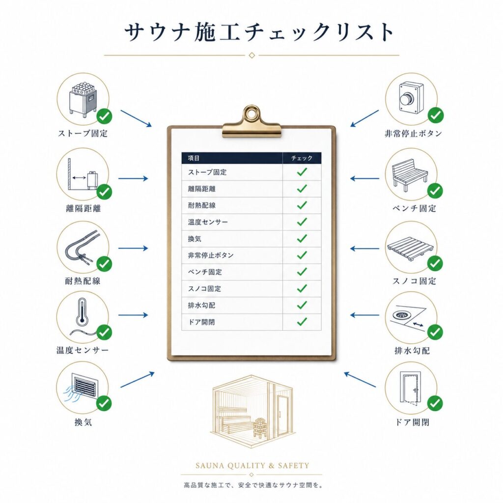 サウナ施工時の安全チェックリスト
