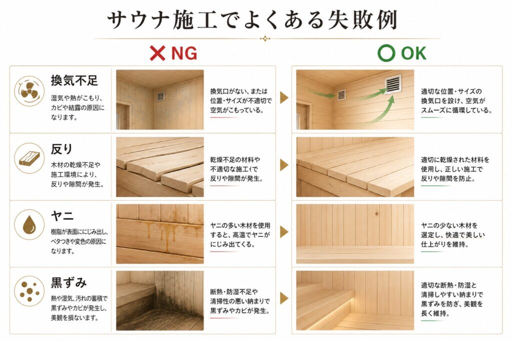 サウナ施工の失敗例