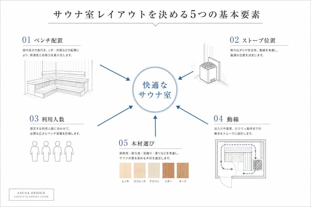 サウナ室レイアウトを決める5つの基本要素