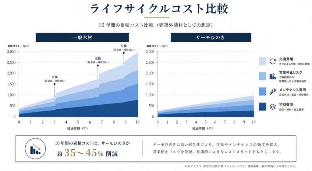 サウナ木材のライフサイクルコスト比較