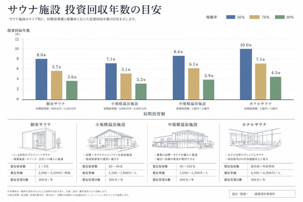 サウナ施設の投資回収年数早見表