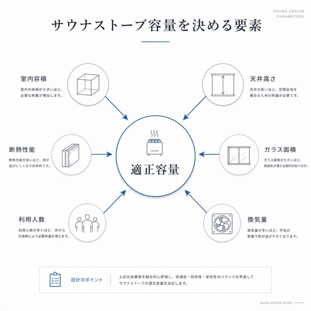 サウナストーブ容量の考え方を示した図