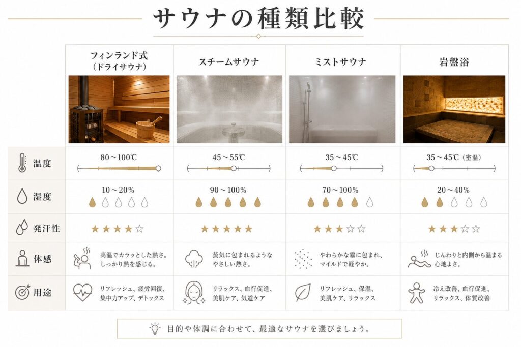 サウナの種類比較