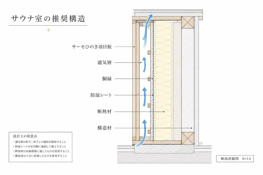 サウナ室の推奨断面構造